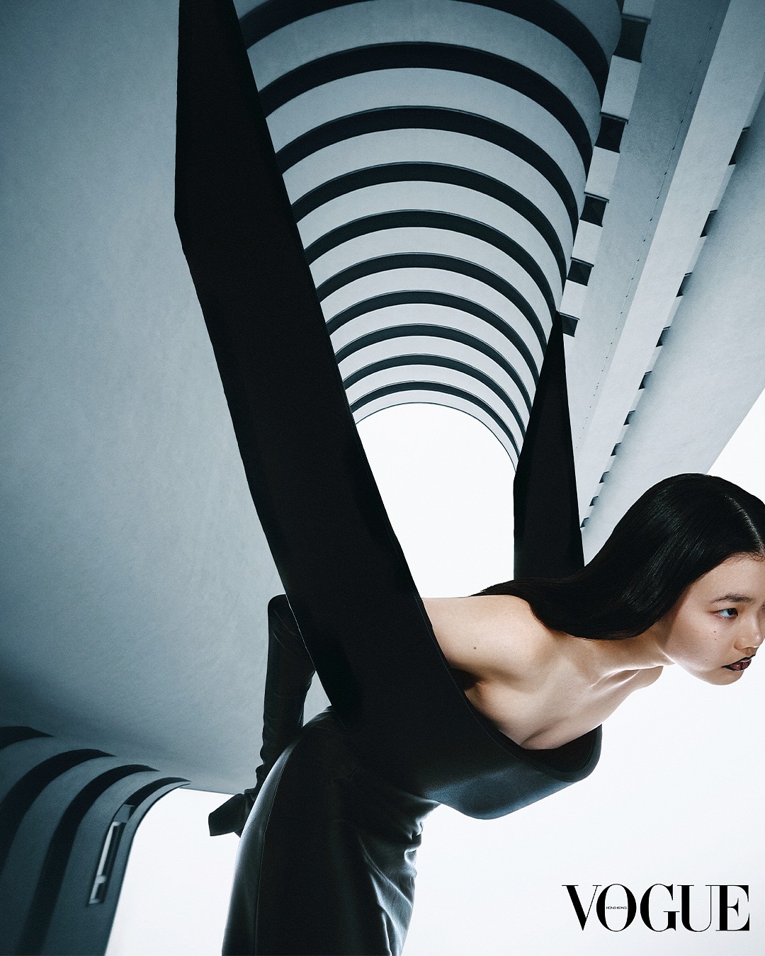 Sherry Shi in a sculptural Vogue fashion editorial